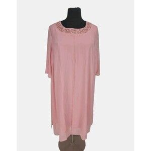 CATHERINES Women Two Layer Sheer Maxi Dress Plus Size Petti 3XWP Crew Neck 197P